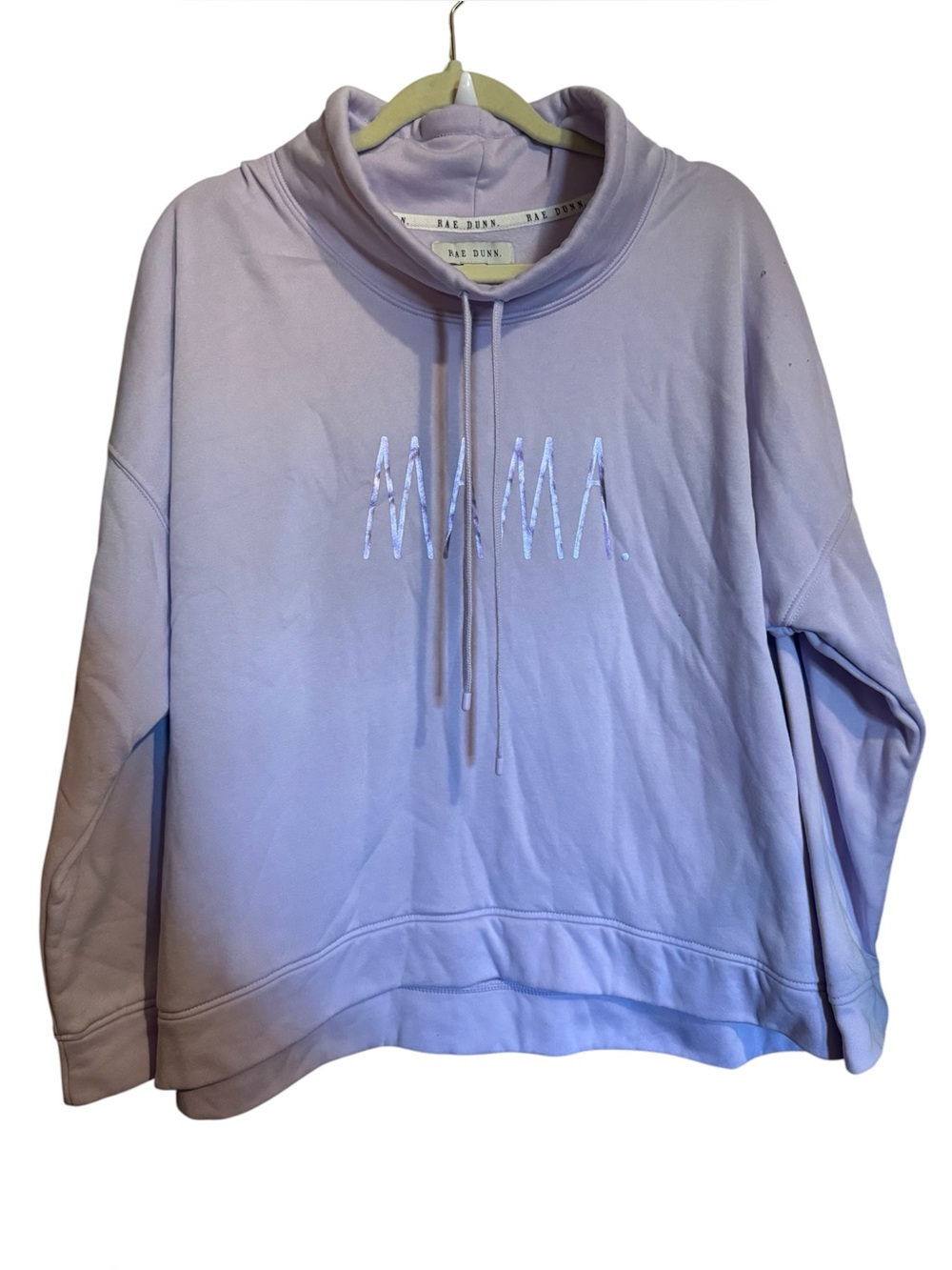 Rae Dunn Lavender Pullover cowlneck purple mana sweatshirt ladies xl extra large